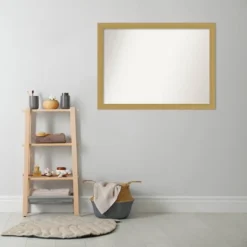 42" X 31" Non-Beveled Grace Bathroom Wall Mirror Brushed Gold - Amanti Art -Bathroom Accessories Store GUEST 01679e42 3f72 4421 a17e 93edc22a5b5a