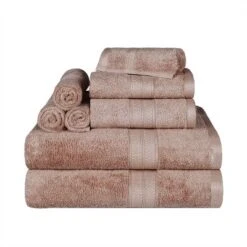 8 Piece Assorted Bath Towel Set, Rayon From Bamboo And Cotton, Ultra-Soft Plush Quick Drying, Solid Terry Towels With Dobby Border By Blue Nile Mills -Bathroom Accessories Store GUEST 04185ce9 64a9 4c78 a17b 9d7a9c950367