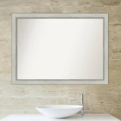 42" X 31" Non-Beveled Flair Patina Bathroom Wall Mirror Silver - Amanti Art -Bathroom Accessories Store GUEST 0522ba66 b929 4e36 b8b1 4d0935ed9f8f