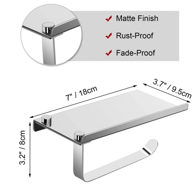 Unique Bargains Toilet Phone Shelf Stainless Steel Tissue Fixed Toilet Paper Holders Silver 1 Pc 7 Unique Bargains Toilet Phone Shelf Stainless Steel Tissue Fixed Toilet Paper Holders Silver 1 Pc - Image 5