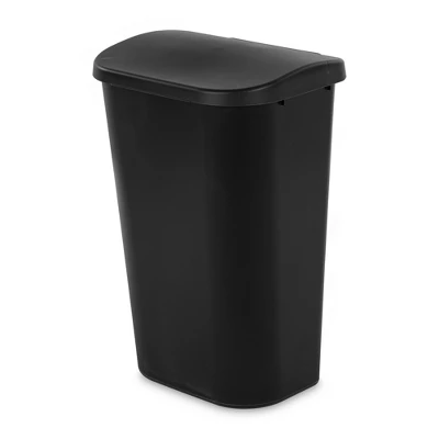 Sterilite 11.3 Gallon D Shape Flat Side Lift Top Lid Wastebasket Trash Can For Kitchen, Home Office, And Garage, Or Workspace, Black (18 Pack) 3 Sterilite 11.3 Gallon D Shape Flat Side Lift Top Lid Wastebasket Trash Can For Kitchen, Home Office, And Garage, Or Workspace, Black (18 Pack)