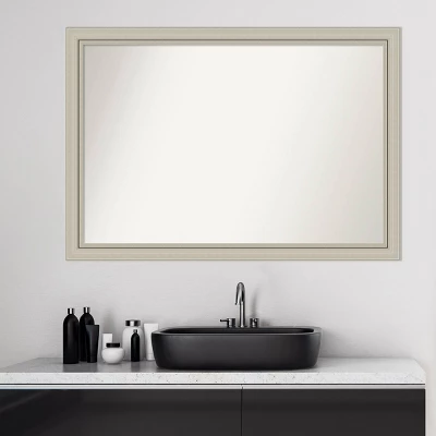 40" X 28" Non-Beveled Romano Silver Narrow Wood Bathroom Wall Mirror - Amanti Art 7 40" X 28" Non-Beveled Romano Silver Narrow Wood Bathroom Wall Mirror - Amanti Art - Image 5