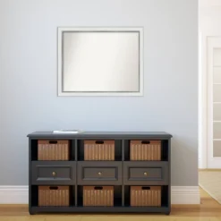 31" X 25" Non-Beveled Eva Narrow Bathroom Wall Mirror White - Amanti Art -Bathroom Accessories Store GUEST 07f0b5b6 3bea 4386 92a2 7a5c149c51f9