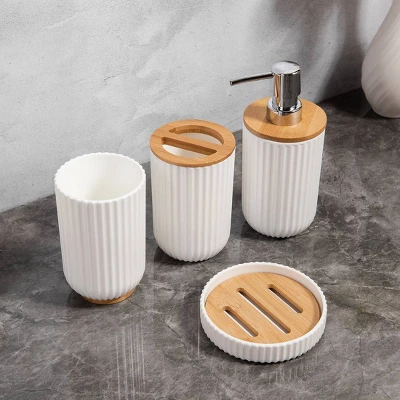 4pc Ribbed Bath Accessory Set White - Kralix 10 4pc Ribbed Bath Accessory Set White - Kralix - Image 8