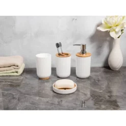 4pc Ribbed Bath Accessory Set White - Kralix 16 4pc Ribbed Bath Accessory Set White - Kralix -Bathroom Accessories Store GUEST 0b8eb65f c04a 43f6 98bc c3ee67b920a4