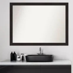 42" X 31" Non-Beveled Furniture Narrow Bathroom Wall Mirror Espresso Brown - Amanti Art -Bathroom Accessories Store GUEST 0d37812e a960 4f8f 940c db7e6c76d366