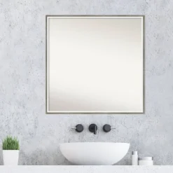 27" X 27" Non-Beveled Lucie Wood Bathroom Wall Mirror Silver - Amanti Art -Bathroom Accessories Store GUEST 0de0c67c a26c 4ac6 b12e c755d7b3dc92