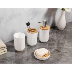 4pc Ribbed Bath Accessory Set White - Kralix 17 4pc Ribbed Bath Accessory Set White - Kralix -Bathroom Accessories Store GUEST 0e81cf89 39a3 4167 ac96 795c4141f88c