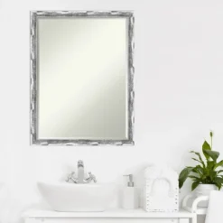 Amanti Art Scratched Wave Chrome Petite Bevel Bathroom Wall Mirror 26 X 20 In. -Bathroom Accessories Store GUEST 11539311 afb1 46f5 9c0d 9432fb393fc1