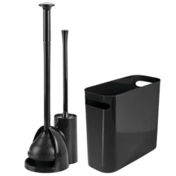 MDesign 3 Piece Plastic Bathroom Set, Bowl Brush/Plunger And Trash Can -Bathroom Accessories Store GUEST 11d935a7 dee5 403c 8fd7 8f1c84e7550b