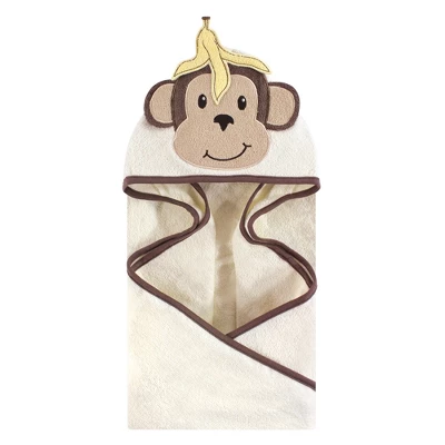 Hudson Baby Infant Cotton Animal Face Hooded Towel, Banana Monkey, One Size 3 Hudson Baby Infant Cotton Animal Face Hooded Towel, Banana Monkey, One Size