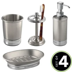 MDesign 4 Piece Metal Bathroom Vanity Countertop Accessory Set