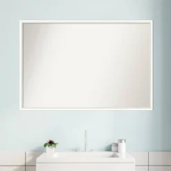 37" X 25" Non-Beveled Lucie Wood Bathroom Wall Mirror White - Amanti Art -Bathroom Accessories Store GUEST 149fca3a 37e3 4b71 b1b3 d9e4dd9964cf