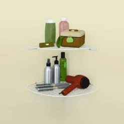 ClosetMaid Semi Circle 12" L X 12" W X 1" H Epoxy Coated Steel Scratch Proof Corner Shelf Organizer, Lip Up Or Down Installation, White -Bathroom Accessories Store GUEST 1570995e 9335 4784 850c ba8753f805b8