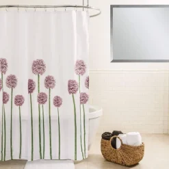 Fabric Floral Shower Curtain Purple/Green - Splash Home -Bathroom Accessories Store GUEST 15cff07d 35ff 4622 842e 0efa7ddb3078