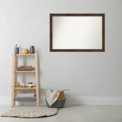 39" X 27" Non-Beveled Wildwood Brown Narrow Bathroom Wall Mirror - Amanti Art -Bathroom Accessories Store GUEST 179a73ff 60e1 4ee1 a894 9ede62835a83