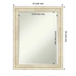 Amanti Art Country White Wash Petite Bevel Wood Bathroom Wall Mirror 28.5 X 22.5 In. -Bathroom Accessories Store GUEST 18e3125d 05b1 47ff aa47 51e63745849c