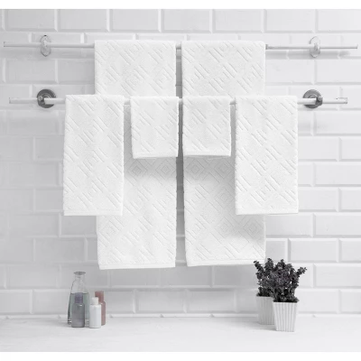 6pc LaRue Turkish Cotton Bath Towel Set White - Makroteks 4 6pc LaRue Turkish Cotton Bath Towel Set White - Makroteks - Image 2