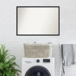 37" X 25" Non-Beveled Lucie Wood Bathroom Wall Mirror Black - Amanti Art -Bathroom Accessories Store GUEST 1ba14072 b1c6 4622 9458 7bb31fa02f72