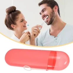 Unique Bargains Plastic Traveling Portable Toothbrush Case With Hook 1 Pc