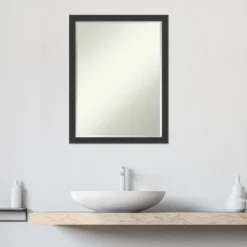 Amanti Art Mezzanotte Black Petite Bevel Wood Bathroom Wall Mirror 26 X 20 In. -Bathroom Accessories Store GUEST 1c9ae1cb 389d 41e1 92b1 a2110e482827