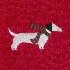 2pc Snow Many Dachshunds Hand Towel Set Red - SKL Home