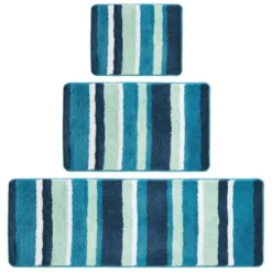 MDesign Striped Microfiber Bathroom Spa Mat Rugs/Runner, Set Of 3 -Bathroom Accessories Store GUEST 1e389a9d 7247 47f1 b80a 2a16fe46719b