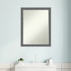 Amanti Art Dixie Grey Rustic Petite Bevel Wood Bathroom Wall Mirror 26.25 X 20.25 In. -Bathroom Accessories Store GUEST 1e3e8304 f6e7 4d49 869c 06c6ad4ec362