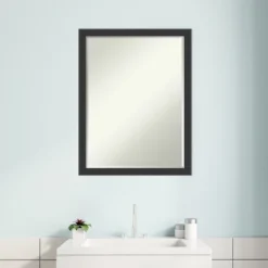 Amanti Art Mezzanotte Black Petite Bevel Wood Bathroom Wall Mirror 26 X 20 In. -Bathroom Accessories Store GUEST 1fab3ed1 f2ec 4e80 830d 49e8ccaaf800