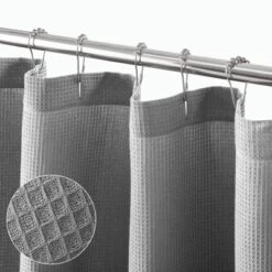 MDesign Cotton Waffle Weave Fabric Shower Curtain