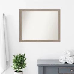 31" X 25" Non-Beveled Curve Wood Bathroom Wall Mirror Gray Wash - Amanti Art -Bathroom Accessories Store GUEST 214435f5 b8f8 4d30 983d 9f55b5515725