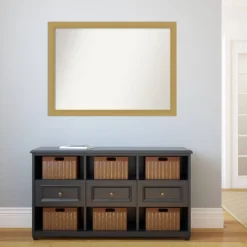 42" X 31" Non-Beveled Grace Bathroom Wall Mirror Brushed Gold - Amanti Art -Bathroom Accessories Store GUEST 22830fa1 78e5 4eed 8d58 e2dc41e90f96