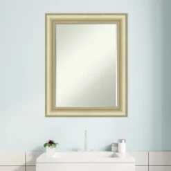 Amanti Art Textured Light Gold Petite Bevel Bathroom Wall Mirror 29 X 23 In. -Bathroom Accessories Store GUEST 22c47098 7092 49bd 8fdb a5505e252d8b