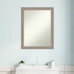 21" X 27" Non-Beveled Curve Wood Bathroom Wall Mirror Gray Wash - Amanti Art 17 21" X 27" Non-Beveled Curve Wood Bathroom Wall Mirror Gray Wash - Amanti Art -Bathroom Accessories Store GUEST 22cf2660 fb39 432e a668 e343449f0951