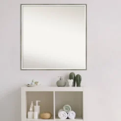 27" X 27" Non-Beveled Lucie Wood Bathroom Wall Mirror Silver - Amanti Art -Bathroom Accessories Store GUEST 24fc0d1c 26dd 4a1a b295 279d39f55b5d