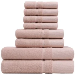 PiccoCasa 100% Combed Cotton Soft 600 GSM Absorbent Lightweight Shower Towel Set 8 Pcs -Bathroom Accessories Store GUEST 25eb7a62 3880 4f14 a459 91215b910366