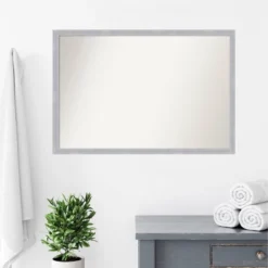 38" X 26" Non-Beveled Grace Narrow Bathroom Wall Mirror Brushed Nickel - Amanti Art -Bathroom Accessories Store GUEST 26775d77 117c 4aa2 ab78 0811d3e0e4c1