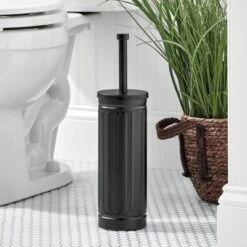 MDesign Metal Compact Toilet Bowl Brush And Wastebasket Combo, Set Of 2, Black 11 MDesign Metal Compact Toilet Bowl Brush And Wastebasket Combo, Set Of 2, Black -Bathroom Accessories Store GUEST 27546b06 488a 40d0 a7ce 3b034314d15b