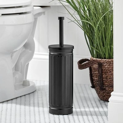 MDesign Metal Compact Toilet Bowl Brush And Wastebasket Combo, Set Of 2, Black 5 MDesign Metal Compact Toilet Bowl Brush And Wastebasket Combo, Set Of 2, Black - Image 3