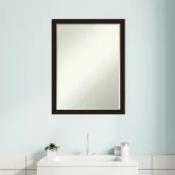 Amanti Art Espresso Brown Petite Bevel Wood Bathroom Wall Mirror 26 X 20 In. -Bathroom Accessories Store GUEST 29a2febb a2c0 4e40 a4fe 04c965755429