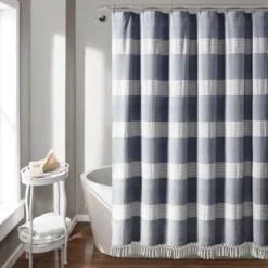 Tucker Stripe Yarn Dyed Cotton Knotted Tassel Shower Curtain - Lush Décor -Bathroom Accessories Store GUEST 2ba048f7 c6fb 4af3 8c7c 63bca5d34d19
