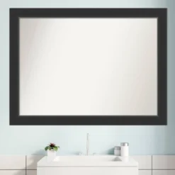 43" X 32" Non-Beveled Corvino Wood Bathroom Wall Mirror Black - Amanti Art -Bathroom Accessories Store GUEST 2d124136 976b 477c 939e 31ddb1461e96