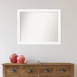 31" X 25" Non-Beveled Cabinet Narrow Bathroom Wall Mirror White - Amanti Art -Bathroom Accessories Store GUEST 2de42fdb b253 4fe1 b3c4 74b513085229