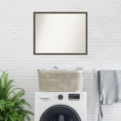 30" X 24" Non-Beveled Svelte Clay Gray Wood Bathroom Wall Mirror - Amanti Art -Bathroom Accessories Store GUEST 2e313bf7 5981 4213 a391 7e4443d5c331