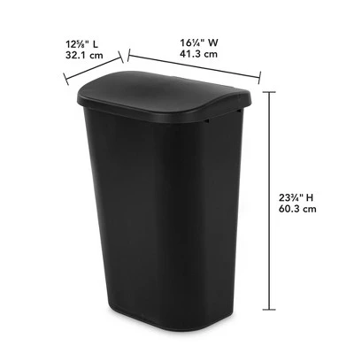 Sterilite 11.3 Gallon D Shape Flat Side Lift Top Lid Wastebasket Trash Can For Kitchen, Home Office, And Garage, Or Workspace, Black (18 Pack) 5 Sterilite 11.3 Gallon D Shape Flat Side Lift Top Lid Wastebasket Trash Can For Kitchen, Home Office, And Garage, Or Workspace, Black (18 Pack) - Image 3