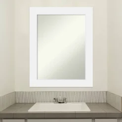 23" X 29" Non-Beveled Corvino Wood Bathroom Wall Mirror White - Amanti Art -Bathroom Accessories Store GUEST 300d45c7 ea84 4614 a16e 7e30c83b0644