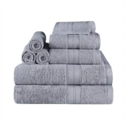 8 Piece Assorted Bath Towel Set, Rayon From Bamboo And Cotton, Ultra-Soft Plush Quick Drying, Solid Terry Towels With Dobby Border By Blue Nile Mills -Bathroom Accessories Store GUEST 30553dc8 0be0 47be bbb4 33ffed6b7f62