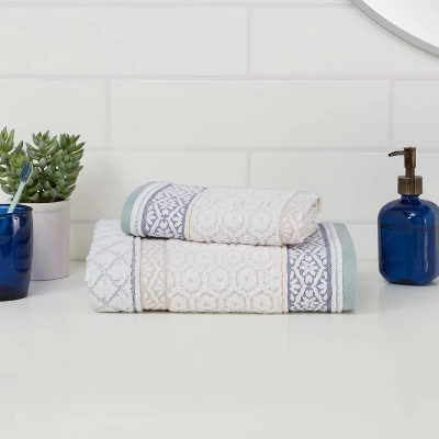Pattern Filled Stripe Towel Blue - Threshold 3 Pattern Filled Stripe Towel Blue - Threshold
