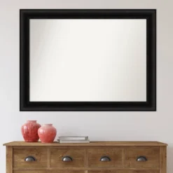 44" X 33" Non-Beveled Parlor Bathroom Wall Mirror Black - Amanti Art -Bathroom Accessories Store GUEST 33f4d4d1 8a55 4648 ade0 74813edb5b8d