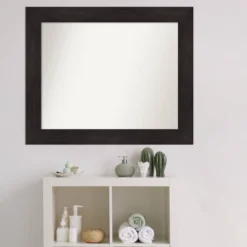 34" X 28" Non-Beveled Bathroom Wall Mirror Espresso Brown - Amanti Art -Bathroom Accessories Store GUEST 34436c58 f9dd 4972 b5a4 0dadbf35d1d9